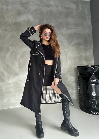m Beden siyah Renk Burberry Siyah Uzun Kuşaklı Trençkot