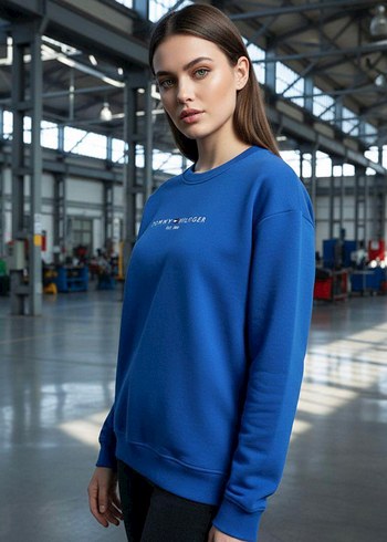 s Beden beyaz Renk Tommy hilfiger Uzun Kollu Kadın Sweatshirt oversize