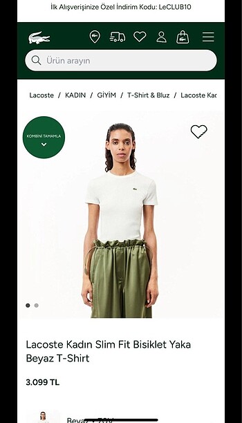 Lacoste tshirt beyaz siyah