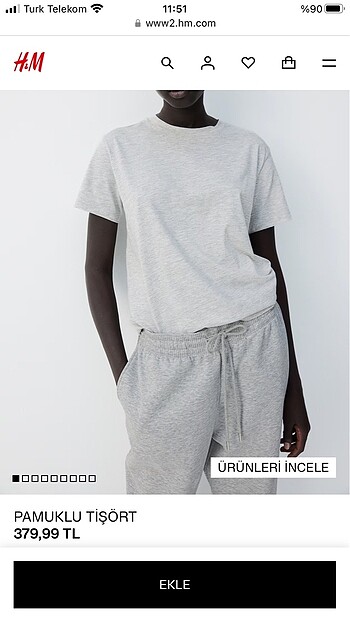 H&M tshirt gri oversize