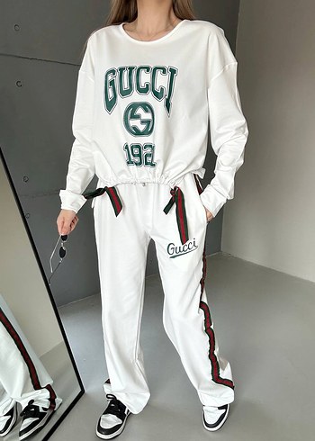 l Beden Gucci eşofman takım Siyah Baskılı Kadın Eşofman Takımı