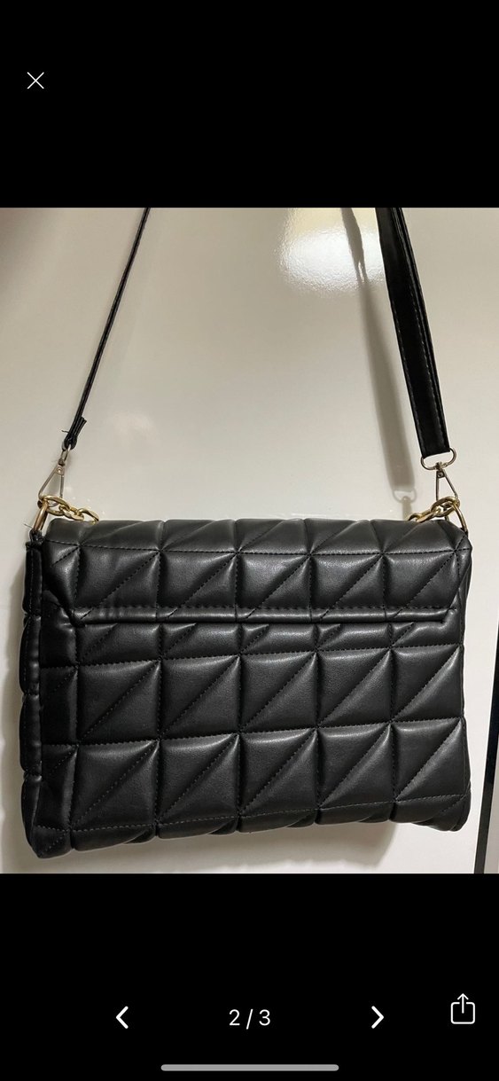 Zincir Detaylı Siyah Deri Kadın Çanta - Görsel 2