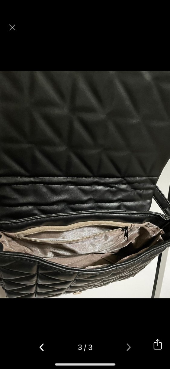 Zincir Detaylı Siyah Deri Kadın Çanta - Görsel 3