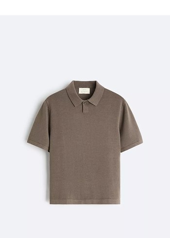 Zara Erkek Bej Kısa Kollu Polo Tişört