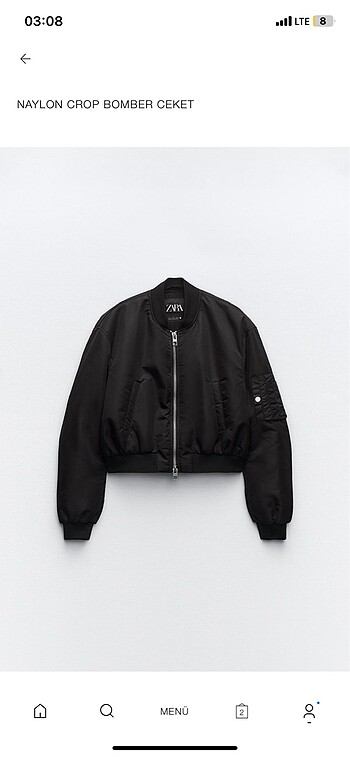 Naylon crop bomber ceket