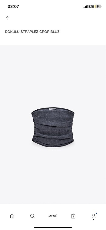 Zara dokulu straplez crop bluz