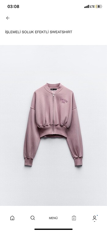İşlemeli soluk efetli sweatshirt