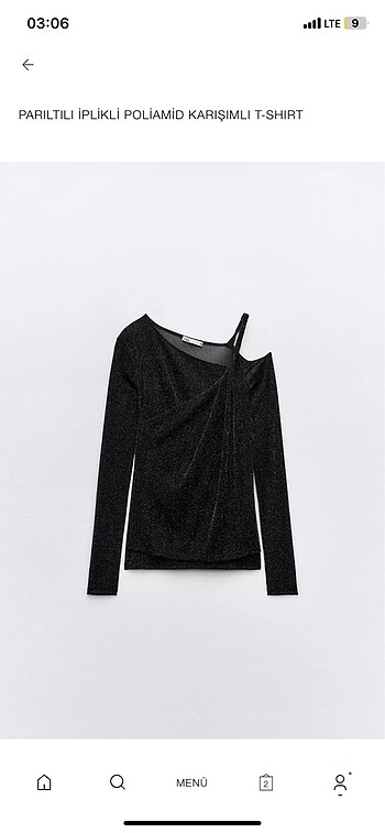 Zara parıltılı iplikli poliamid karışımlı t-shirt