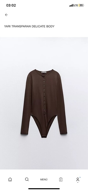 Zara yarı transparan delicate body