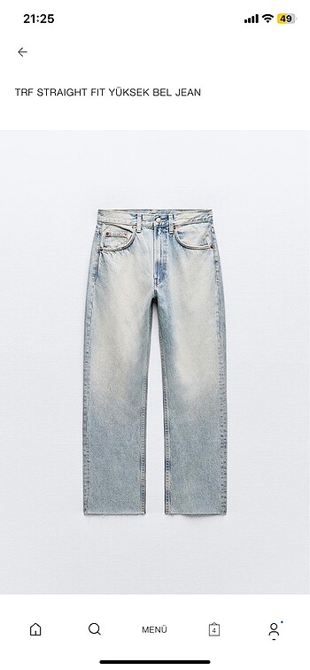 Zara trf straight fit yüksek bel jean