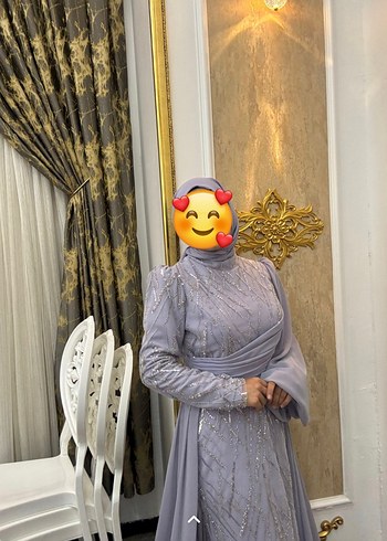 Abiye uzun kolu mor