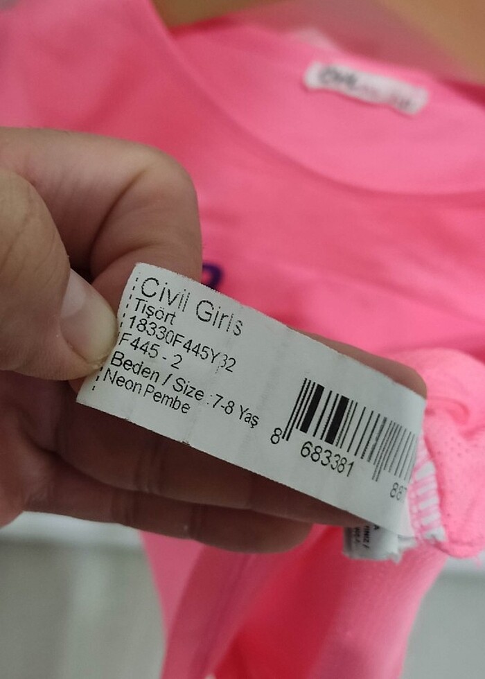 Civil Girls Tişört Neon Pembe 7-8 Yaş - Görsel 2