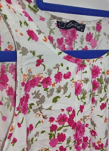 Çiçek Desenli Bluz Pamuklu - Smile Face - M - Görsel 2