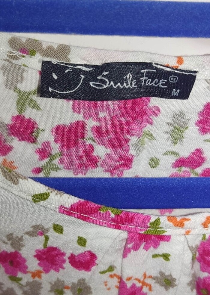 Çiçek Desenli Bluz Pamuklu - Smile Face - M - Görsel 3