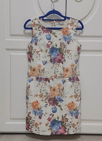 dakfrogs L - Çiçek Desenli Tüvit Pamuklu Mini Elbise - Görsel 3