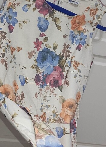 dakfrogs L - Çiçek Desenli Tüvit Pamuklu Mini Elbise - Görsel 6