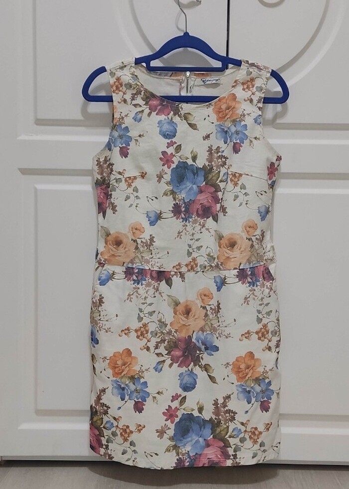 dakfrogs L - Çiçek Desenli Tüvit Pamuklu Mini Elbise - Görsel 3