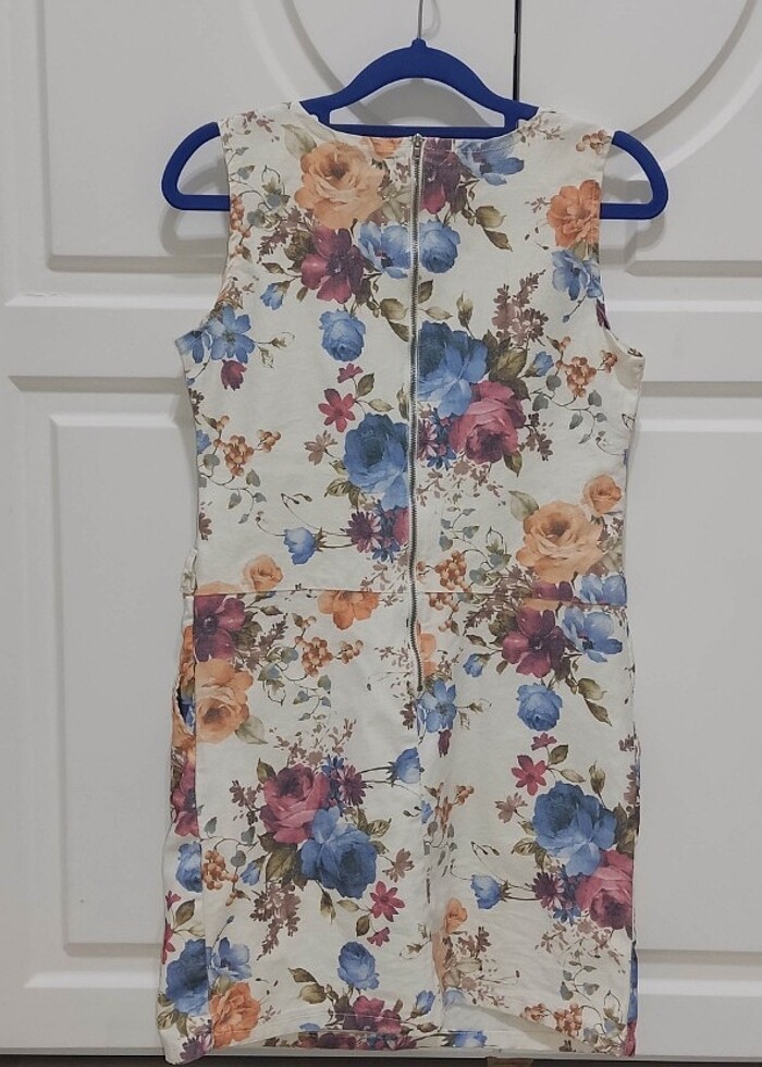 dakfrogs L - Çiçek Desenli Tüvit Pamuklu Mini Elbise - Görsel 4