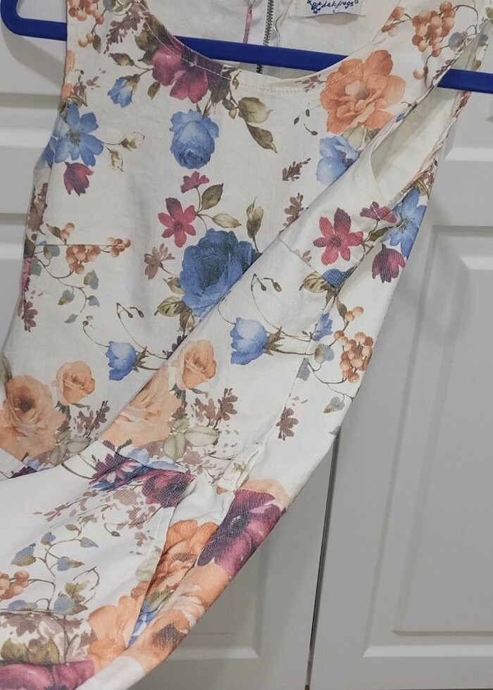 dakfrogs L - Çiçek Desenli Tüvit Pamuklu Mini Elbise - Görsel 5