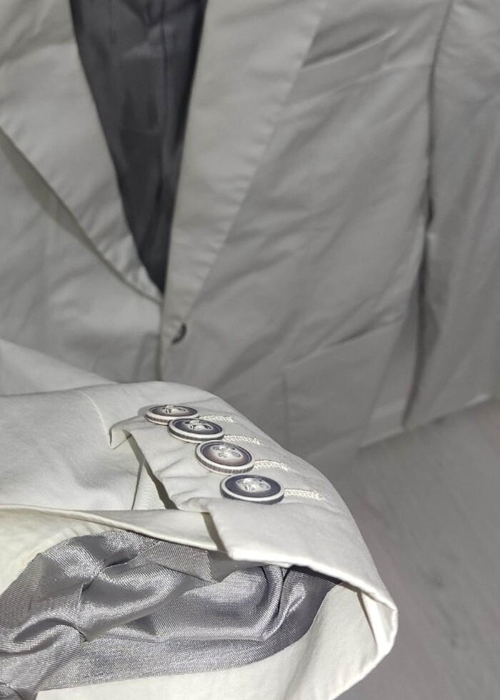 MODA DI CENTONE 48 Beden 2 Düğmeli Krem Satine Spor Dar Kesim Ce - Görsel 3