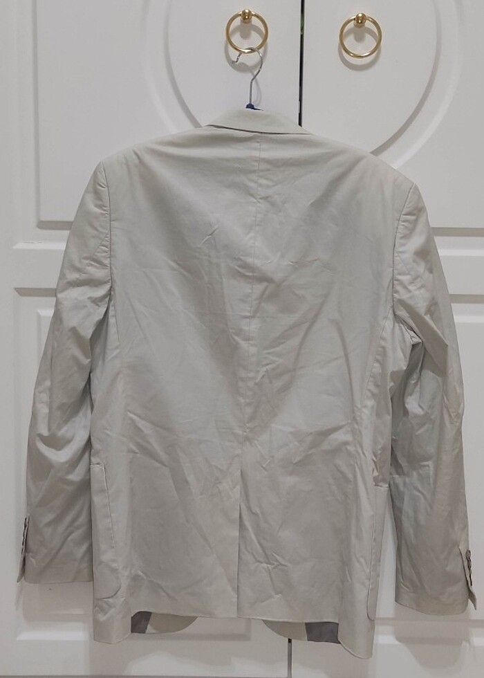 MODA DI CENTONE 48 Beden 2 Düğmeli Krem Satine Spor Dar Kesim Ce - Görsel 2