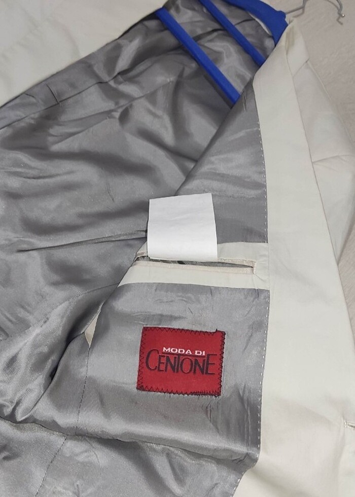 MODA DI CENTONE 48 Beden 2 Düğmeli Krem Satine Spor Dar Kesim Ce - Görsel 5