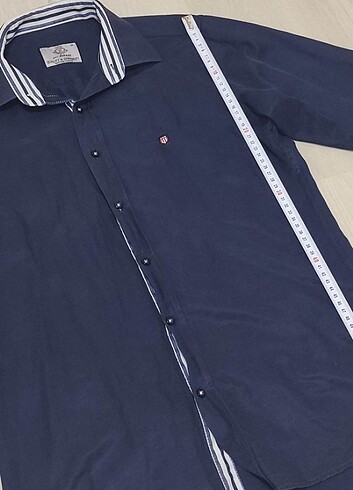 Four Bassi Erkek Lacivert e Pamuk 5 Polyester Uzun Kollu M Gömle - Görsel 4
