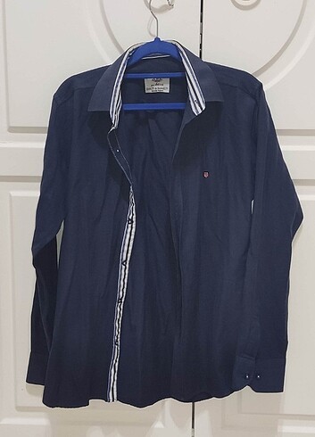 Four Bassi Erkek Lacivert e Pamuk 5 Polyester Uzun Kollu M Gömle - Görsel 2