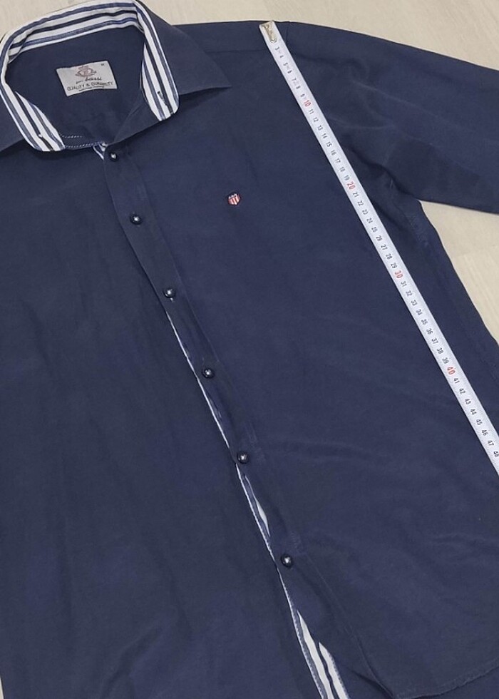 Four Bassi Erkek Lacivert e Pamuk 5 Polyester Uzun Kollu M Gömle - Görsel 4