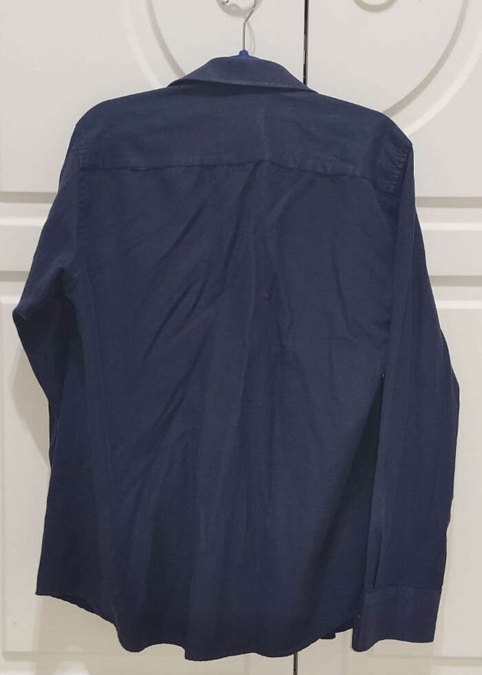 Four Bassi Erkek Lacivert e Pamuk 5 Polyester Uzun Kollu M Gömle - Görsel 3