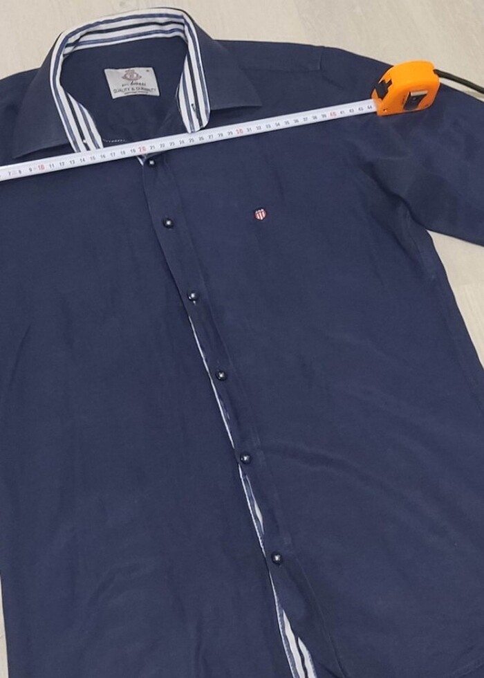 Four Bassi Erkek Lacivert e Pamuk 5 Polyester Uzun Kollu M Gömle - Görsel 5