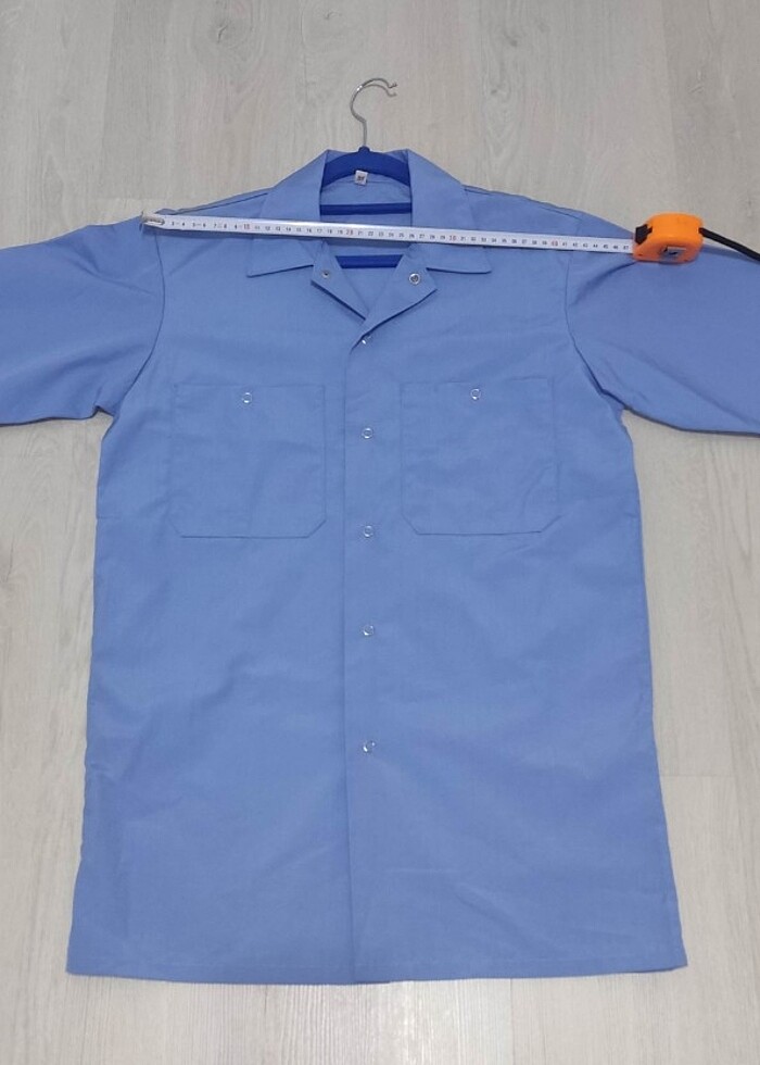 37 Beden Erkek Uzun Kollu İş Gömleği, Pamuk/Polyester, Çıtçıtlı - Görsel 4