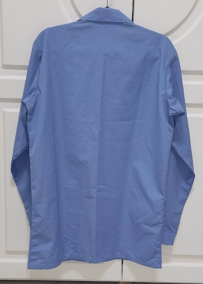 37 Beden Erkek Uzun Kollu İş Gömleği, Pamuk/Polyester, Çıtçıtlı - Görsel 2