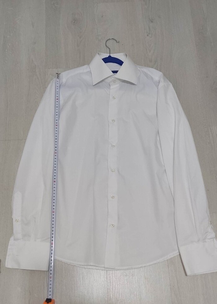 Botinelli Beyaz Uzun Kollu Yaka ve Manşet 0 Pamuk Klasik L Gömle - Görsel 3