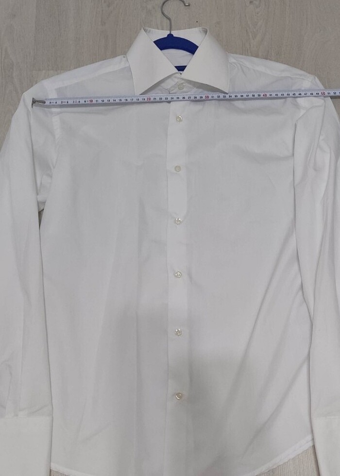 Botinelli Beyaz Uzun Kollu Yaka ve Manşet 0 Pamuk Klasik L Gömle - Görsel 5