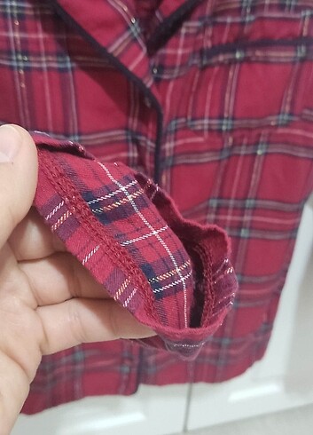 LC Waikiki XS Yılbaşı Temalı Uzun Kollu Kadın Ekose Pijama Üst - Görsel 5