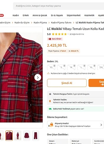 LC Waikiki XS Yılbaşı Temalı Uzun Kollu Kadın Ekose Pijama Üst - Görsel 4