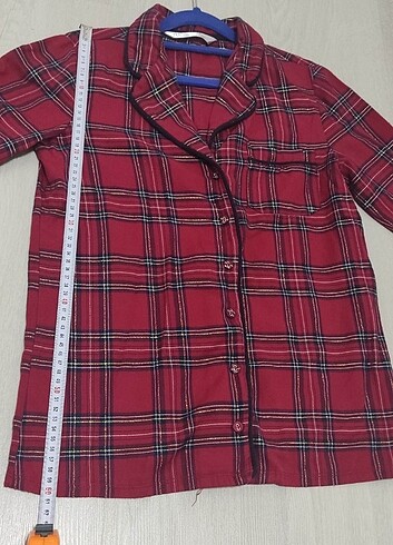 LC Waikiki XS Yılbaşı Temalı Uzun Kollu Kadın Ekose Pijama Üst - Görsel 7