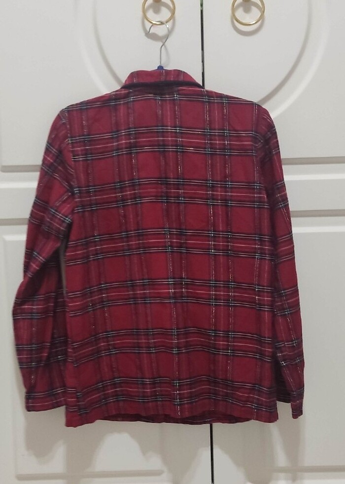 LC Waikiki XS Yılbaşı Temalı Uzun Kollu Kadın Ekose Pijama Üst - Görsel 2