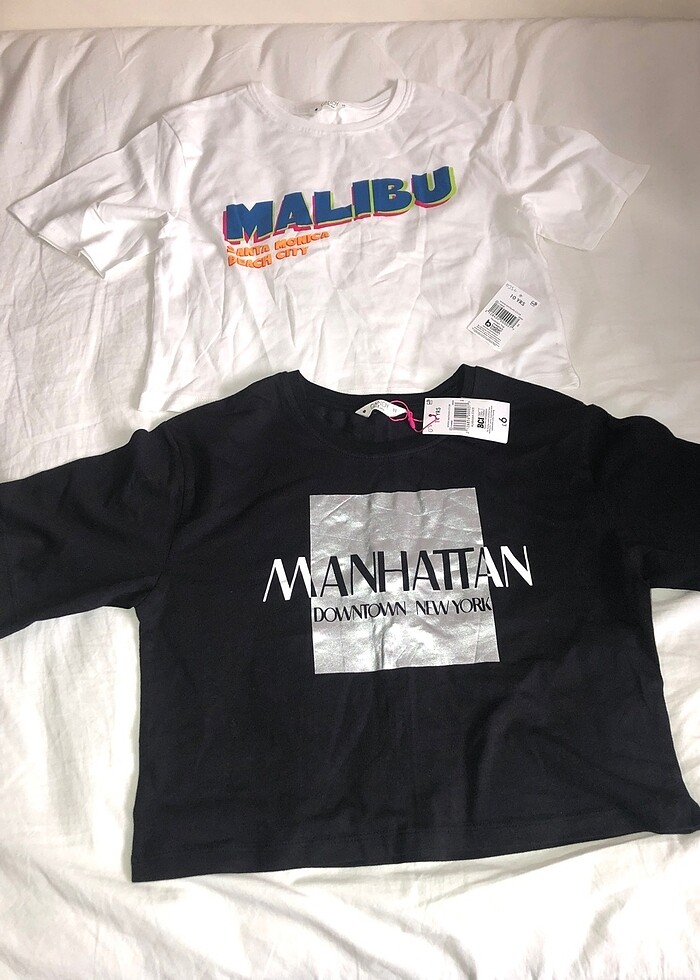 Candy marka 10-11 yaş beyaz-siyah tshirt-crop-kisa tshirt - Görsel 2