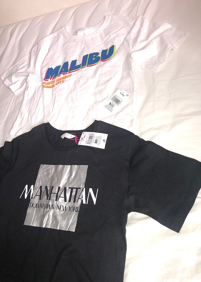 Candy marka 10-11 yaş beyaz-siyah tshirt-crop-kisa tshirt - Görsel 3