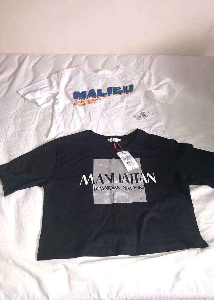 Candy marka 10-11 yaş beyaz-siyah tshirt-crop-kisa tshirt - Görsel 4