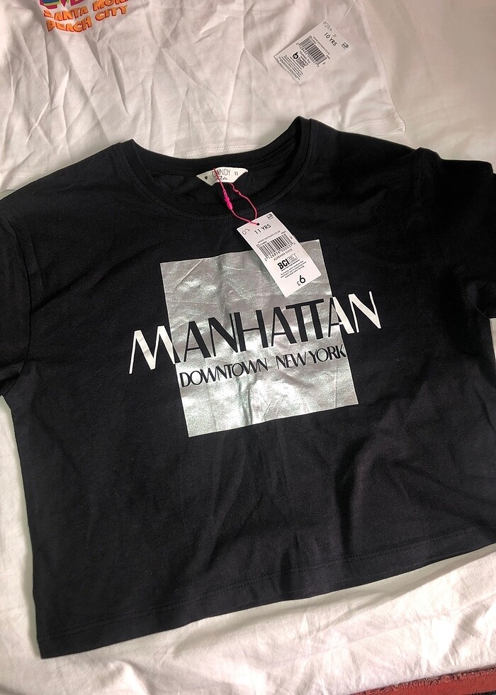 Candy marka 10-11 yaş beyaz-siyah tshirt-crop-kisa tshirt - Görsel 5