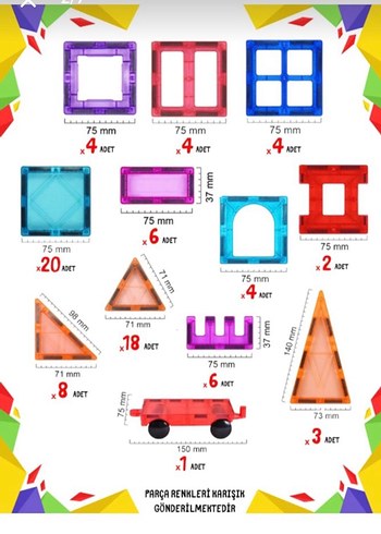 80 parça içerisinde 1 adet magnetik araba mevcut - Görsel 7