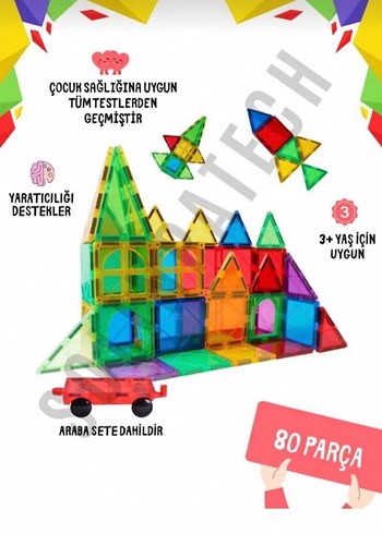 80 parça içerisinde 1 adet magnetik araba mevcut - Görsel 6