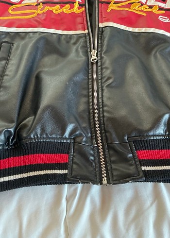 s Beden Siyah Deri Fermuarlı Street Wear Erkek Ceket