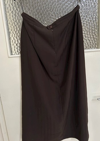 Kahverengi Uzun Kadın Etek - Görsel 2