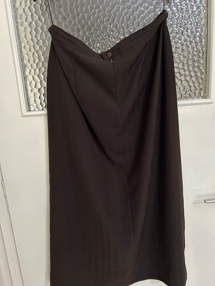 Kahverengi Uzun Kadın Etek - Görsel 2