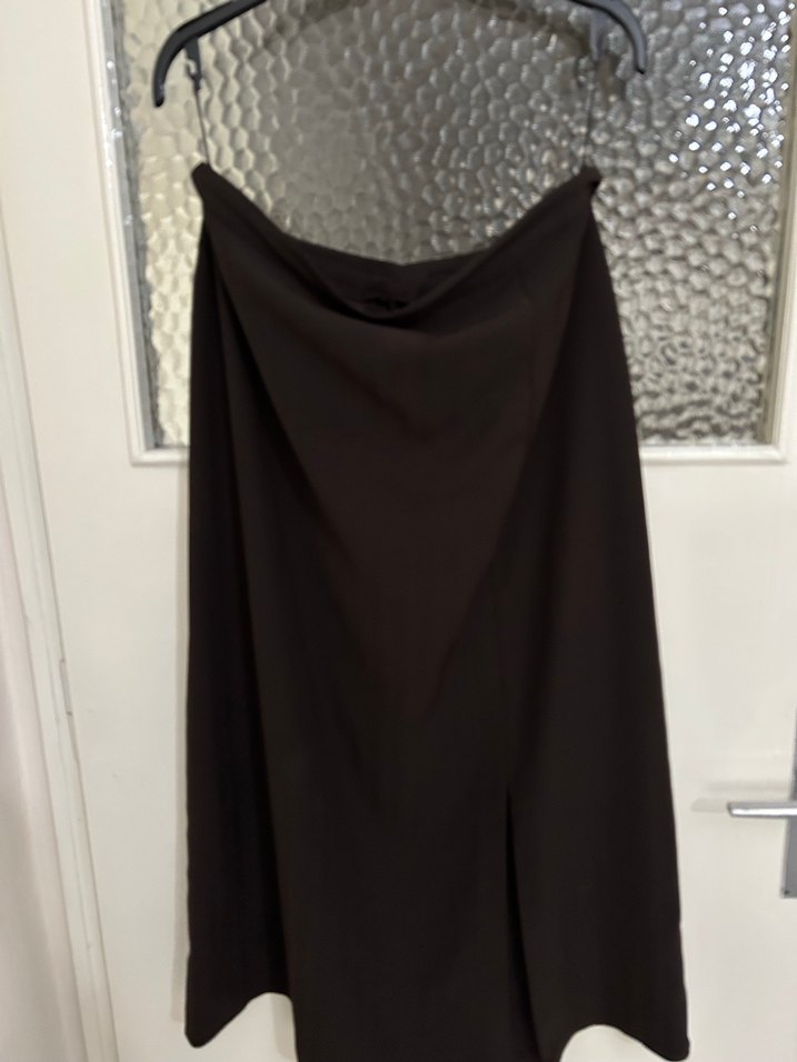 Kahverengi Uzun Kadın Etek - Görsel 5