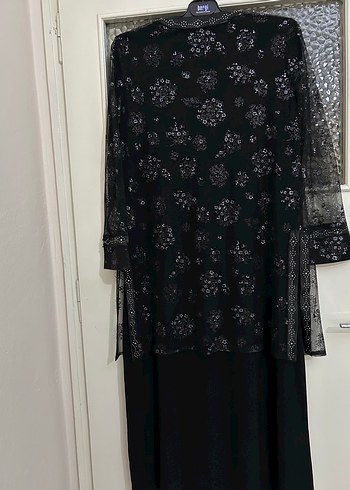 Siyah Nakışlı Uzun Dantel Abiye Elbise - Görsel 5